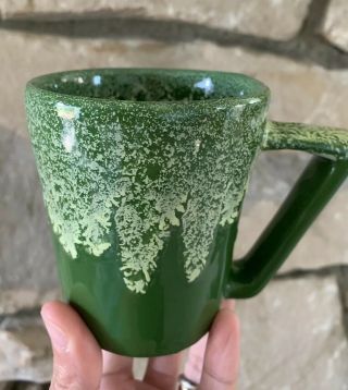 Vintage Winart Pottery Coffee Mug Green Drip Glaze Made In Oklahoma