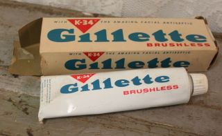Vintage Gillette Brushless Shave Cream W/ K - 34 Facial Antiseptic