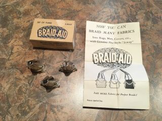 Vintage Set Of Three 3 - Way Braid Aid Tools Rug Braiding Box W/instruct