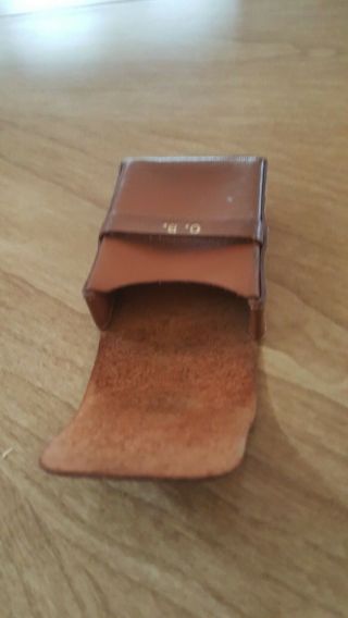 Vintage Cigarette Lt.  Brown Leather Case with Initials O.  B.  3 
