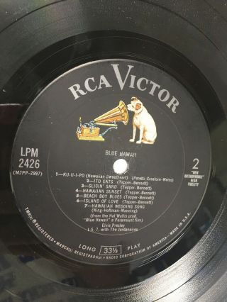 Vtg Classic Elvis Presley Blue Hawaii LP Album RCA Victor LPM - 2426 4