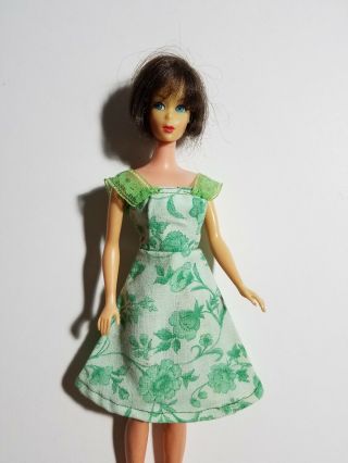 Vintage Barbie 1960’s Handmade Dress - Green Flower Print - No Doll