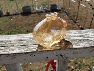 Vintage Amber Marigold Glass Pig Piggy Bank 4 