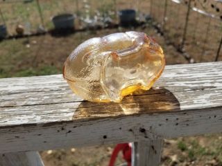 Vintage Amber Marigold Glass Pig Piggy Bank 4 