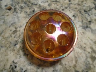 Vintage Carnival Glass Flower Frog (marigold) 8 - Holes 2 - 1/2 " Round Pre - Owned