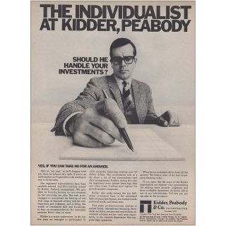 1968 Kidder,  Peabody: Individualist,  Should He Handle Vintage Print Ad