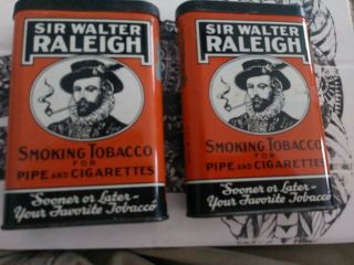 2 Vintage Sir Walter Raleigh Pocket Tobacco Tins