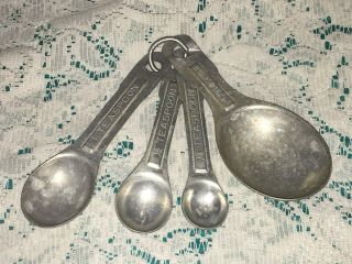 Vintage Set Of Aluminum Measuring Spoons 1/4 1/2 1 Tsp And 1 Tbsp