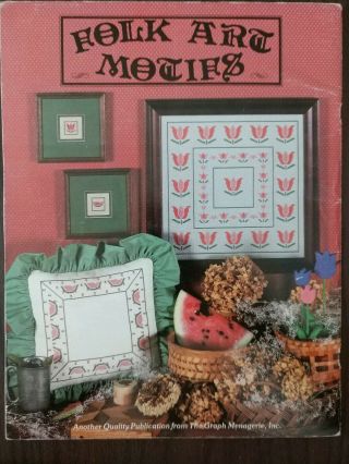 Vintage 1984 Folk Art Motifs Cross Stitch Pattern Book Sampler Welcome House 15 4