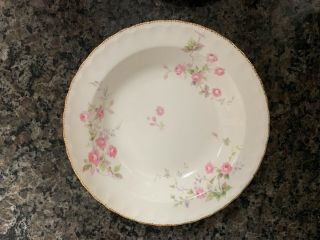 Vintage Pope Gosser Gold Edged China Pink Roses Florence 8 In Bowl (8 Avail)