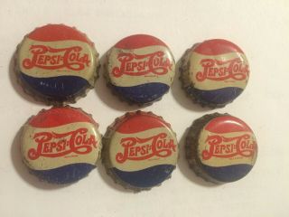 Vintage Pepsi;cola Soda Bottle Caps Double Dot For 6 Soda Bottles