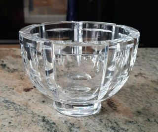 Vintage Orrefors Art Glass Footed Paneled Bowl