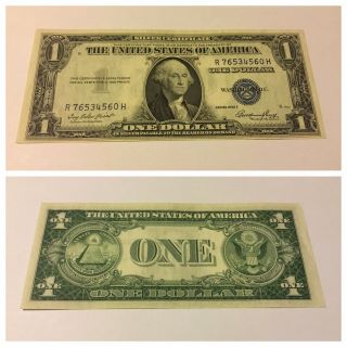Vintage 1935 - E Silver Certificate One Dollar $1 Bill Washington Blue Seal Vnc
