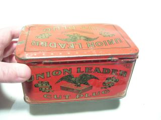 Vintage Union Leader Metal Cut Plug Tobacco Tin 2