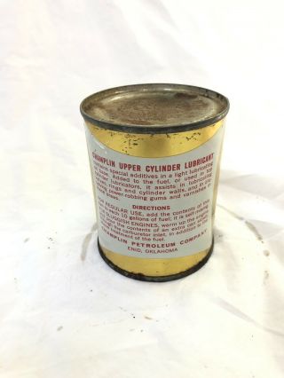Vintage Champlin Oil Can 8oz Upper Cylinder Lubricant Oil Full 2