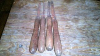 Vintage 4 Piece Wood Chisels Lathe Turning Tools Wood Turning Scrapers