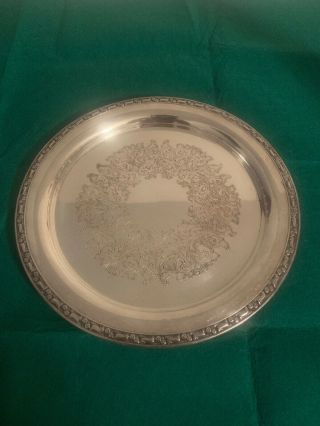 Vintage Oneida Silversmiths Ornate Round Serving Tray 12 " Diameter - Silverplate