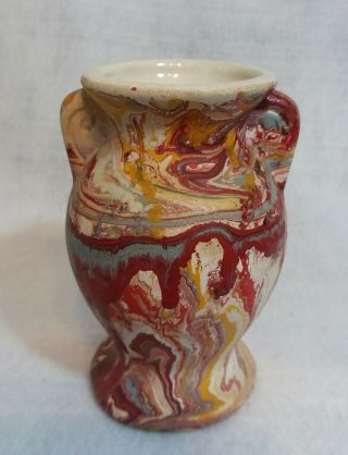 Vintage Miniature Morton Art Pottery Drip & Swirl Paint Sample Bud Vase 3.  5”