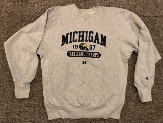 Vtg 97 Champion Reverse Weave Mens Xl Sweatshirt University Of Michigan Football