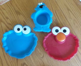 Vintage Sesame Street Place Plates 1 Elmo 1 Cookie Monster 1 Cookie Monster Bowl