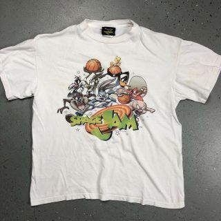 Vintage 90s Space Jam Movie Looney Tunes Monstars Shirt Youth/kids Med Sp1
