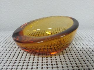 Vintage Mid Century Danish Modern Amber Glass Orb 3 1/2 " Ashtray Viking?