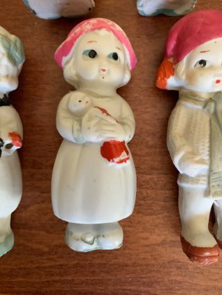 Antique Set Of 5 Bisque Dolls All Marked Made In Japan 4” 3