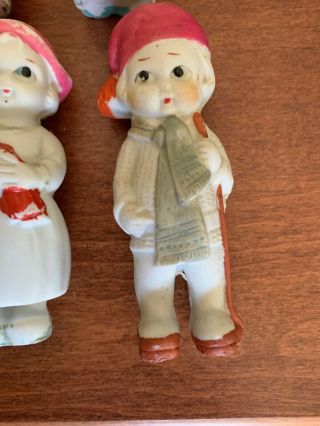Antique Set Of 5 Bisque Dolls All Marked Made In Japan 4” 4