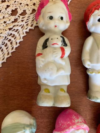 Antique Set Of 5 Bisque Dolls All Marked Made In Japan 4” 5