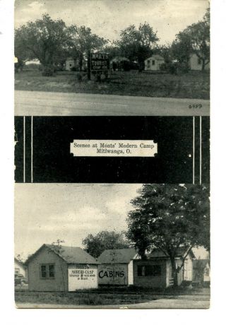 Moats Modern Tourist Camp - Cabins - Mitiwanga - Ohio - Vintage B/w Advertising Postcard