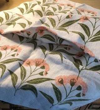 Vintage Pure Linen Dish Towel Retro Floral Design By Rodriquez Of Australia