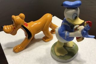 2 Vintage Ceramic Figures Disney’s Donald Duck And Pluto Ca.  1970’s To 80’s 3