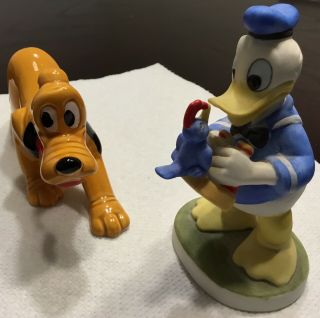 2 Vintage Ceramic Figures Disney’s Donald Duck And Pluto Ca.  1970’s To 80’s 4