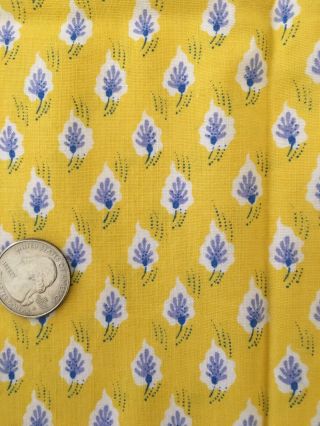 Vintage Laura Ashely Mcmlxxxiii 1 Yd 17 " X 44 " W Purple Leaves On Yellow Ground