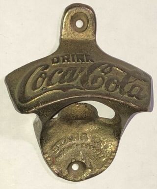 Brass Coca Cola Bottle Opener Wall Mount Coke Soda Cap Vintage Starr “x”