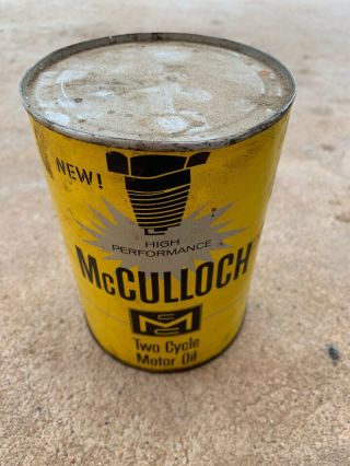 Vintage Mcculloch Two Cycle Oil Can 1 Qt Chainsaw Sae 40