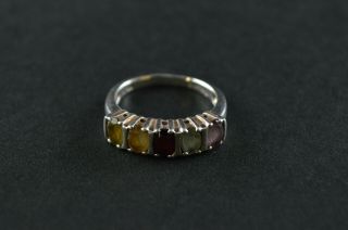 Vintage Sterling Silver Multi Color Stone Ring - 5g