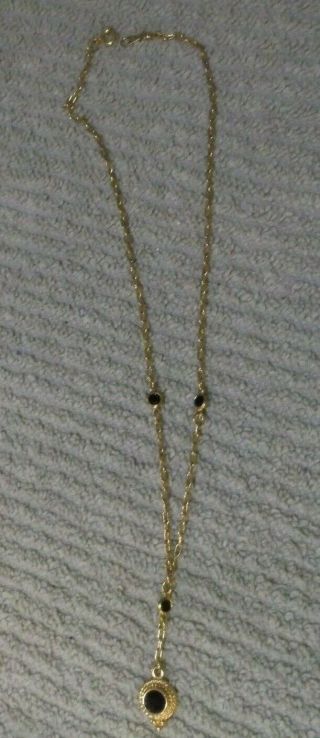 Vintage Korea Marked Goldtone Necklace With Black Stones