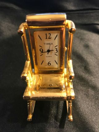 Timex Vintage Collectible Mini - Clock Gold Tone Rocking Chair