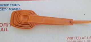Tupperware Orange Set Of 7 Vintage 70s Retro Plastic Measuring Spoons Ring