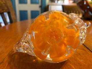 Vintage Joe St Clair Floral Glass Teapot Ring Holder Paperweight 3