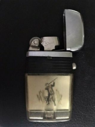 Vintage Scripto Vu - Lighter with a Hunter and Dog Hunting Birds.  Black Band 3