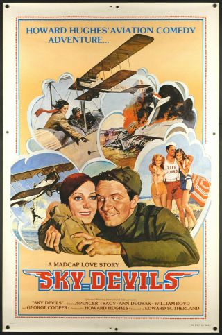 Vintage 1932 R79 Sky Devils Spencer Tracy Ann Dvorak 1sh Movie Poster