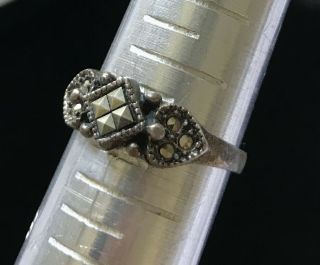 Vintage Sterling Silver 925 Marcasite Ornate Ring Signed Sz: 8 M009
