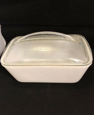 Vintage Westinghouse Covered Milkglass Glass Refrigerator Loaf Dish Pan With Lid