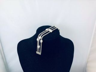 Vtg.  Anne Klein Textured Silver Tone Mesh 3 - Chain Bracelet