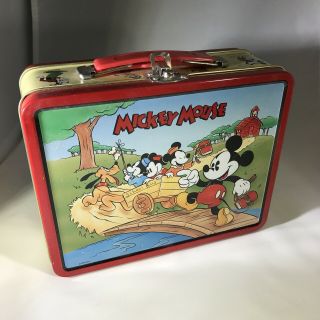 Disney Mickey Mouse Vintage Metal Lunch Box 1997 Series 2 School Bus Wagon