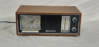 Vintage 1968 Panasonic Wooden Fm/am Clock Radio - Model Rc - 7247