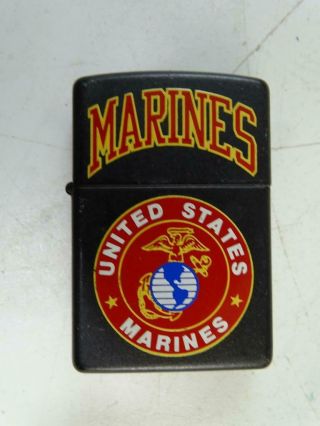 Vintage Zippo Cigarette Lighter United States Marines Military 1996 Black Retro