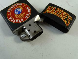 Vintage Zippo Cigarette Lighter United States Marines Military 1996 Black Retro 5
